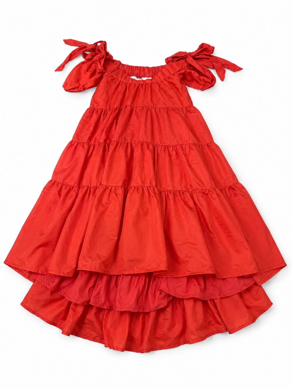 Anthropologie Orange Tiered High-Low Tie-Shoulder Dress - Picture 2 of 7
